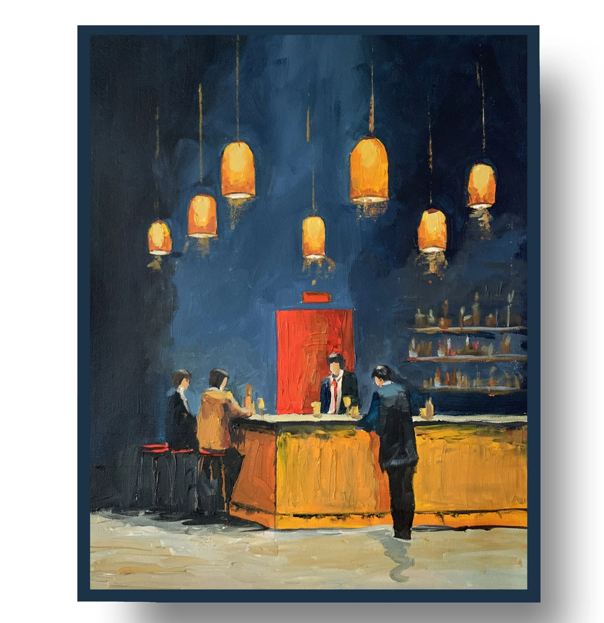 Red Door Behind the Bar.          Acrylic painting on canvas.    50x40cm.