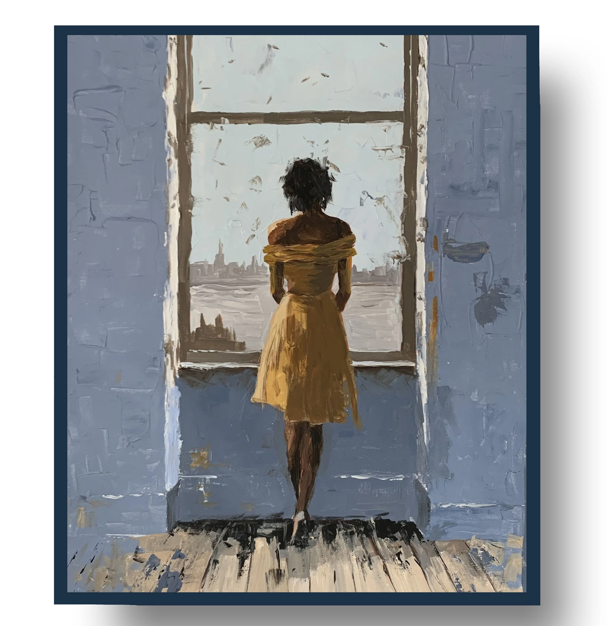 The City Before Her.          Acrylic painting on canvas.    50x40cm.