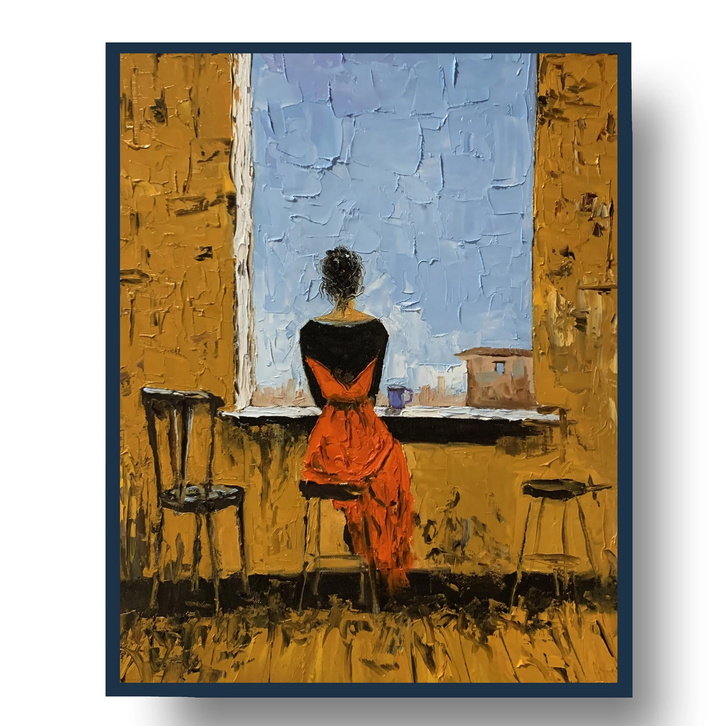 Dialog with the sky.       Oil painting on canvas.  50x40cm.