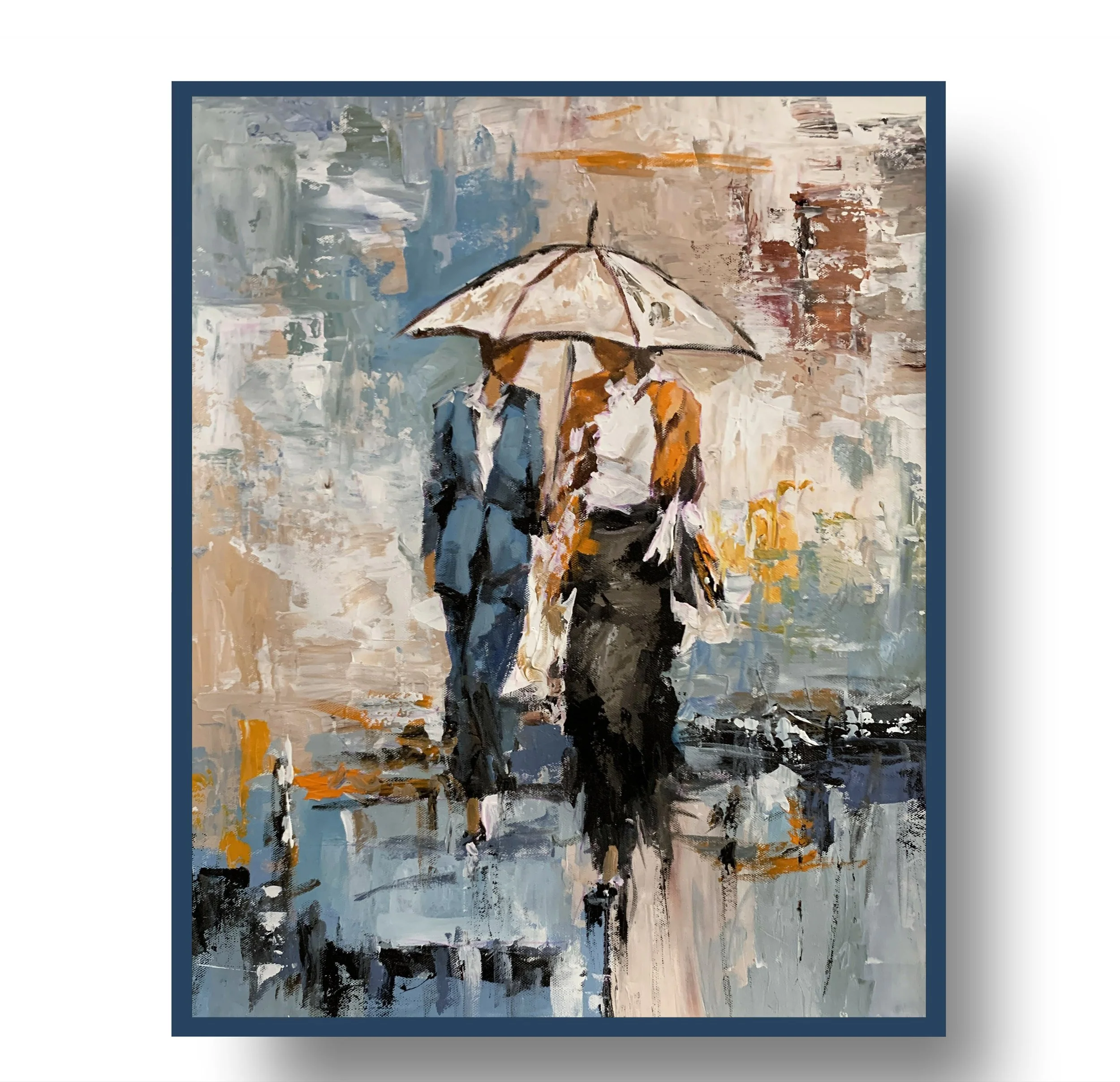 Under One Umbrella.        Acrylic painting on canvas. 50x40cm.