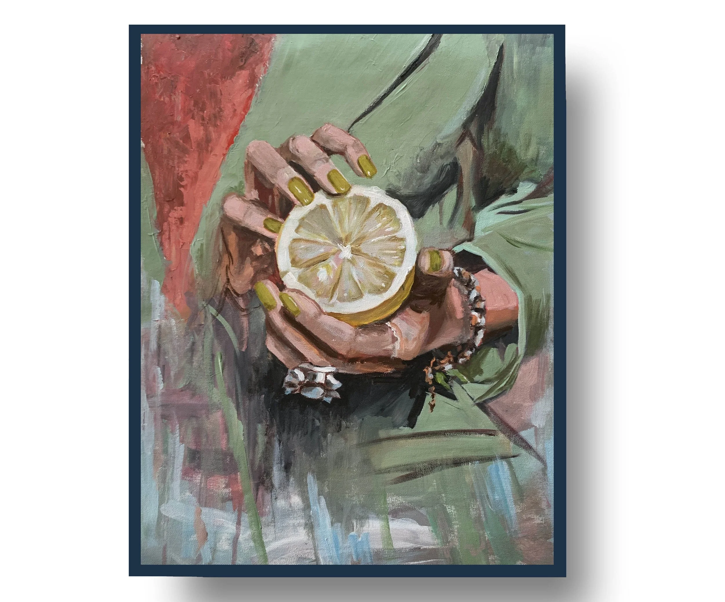 Half a Lemon, Whole Summer.          Acrylic painting on canvas.    50x40cm.