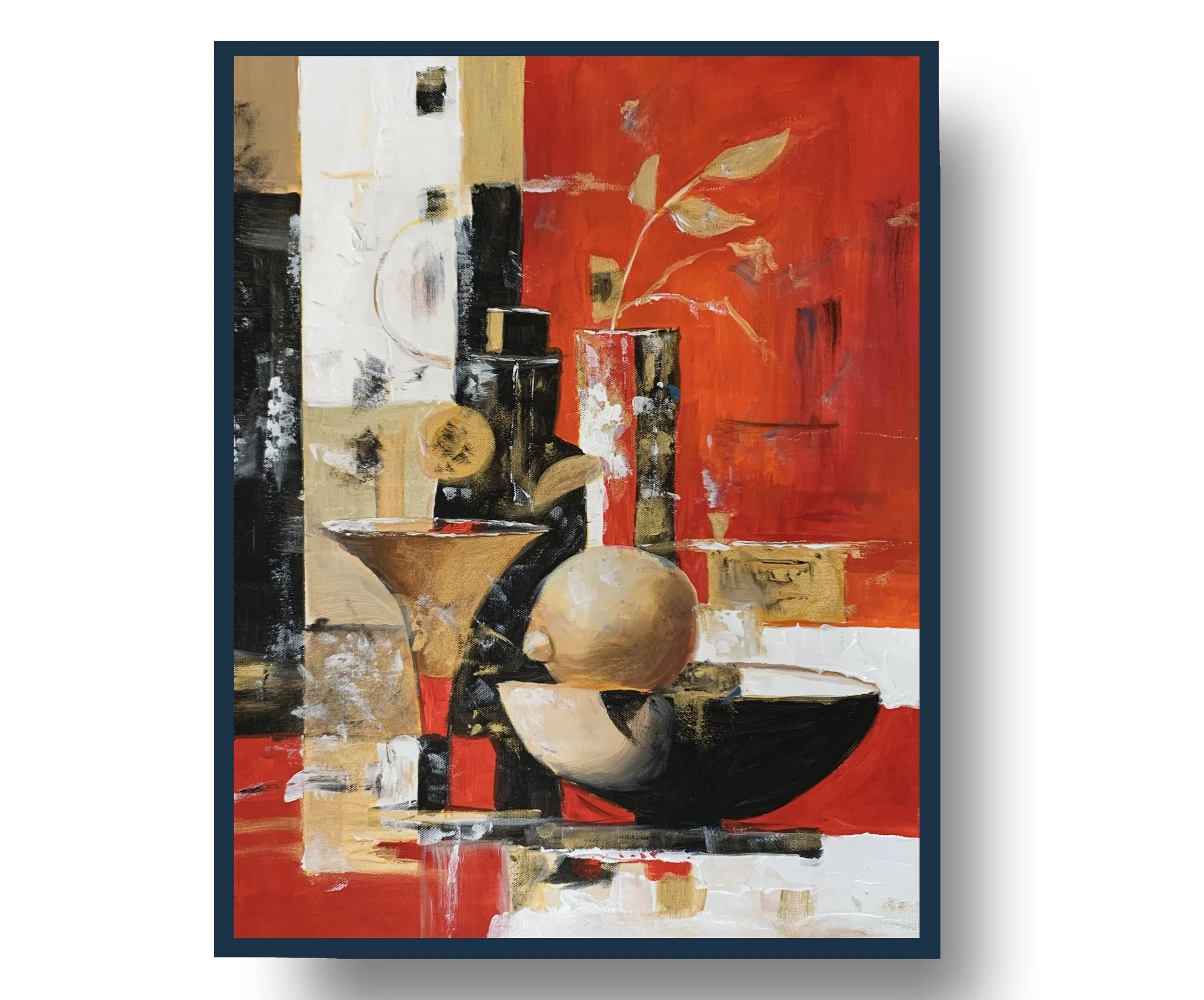 Red Still Life After the Conversation.          Acrylic painting on canvas.    50x40cm.