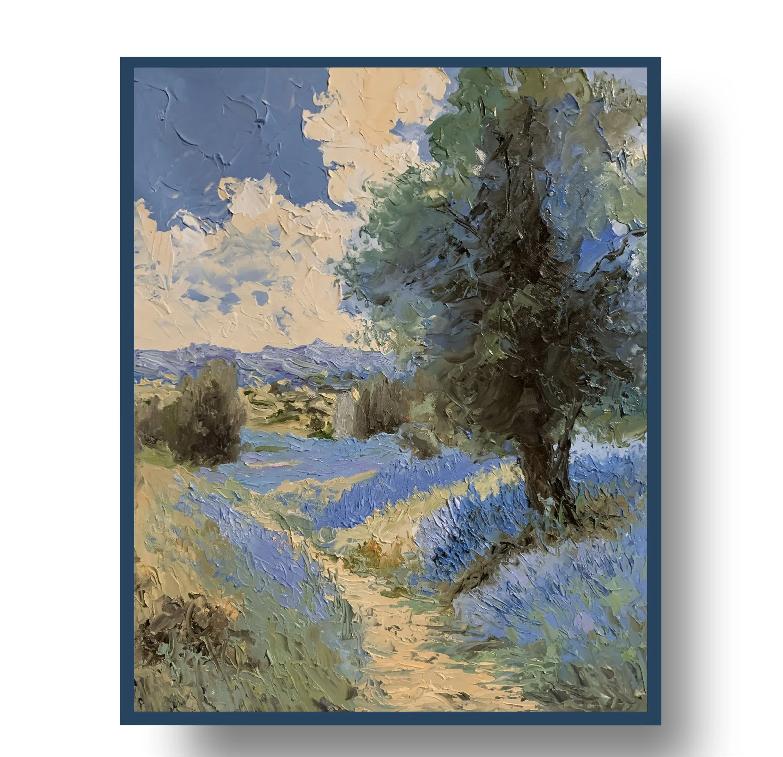 Lavender Field Landscape.   Oil painting on canvas. 50x40cm.
