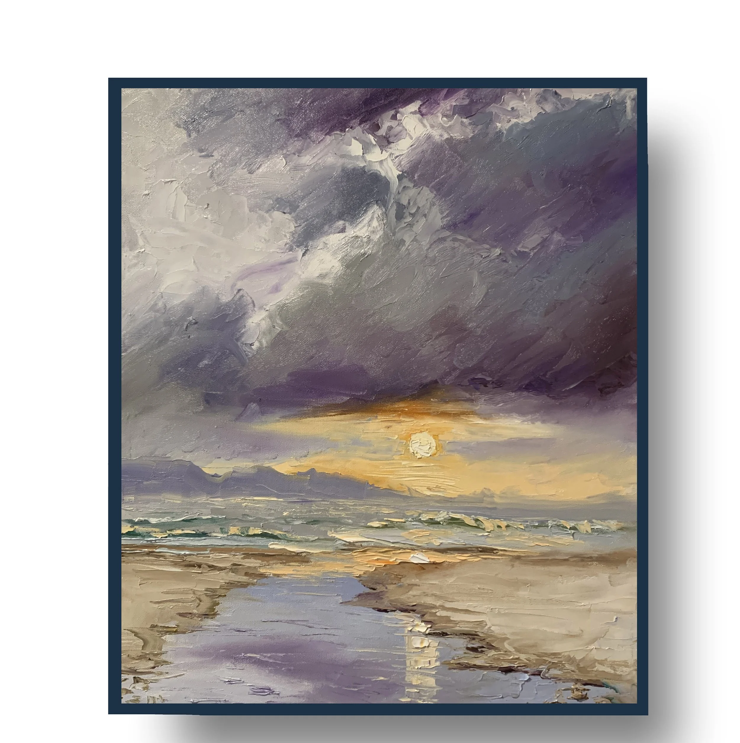 Stormy Sunset Seascape.     Oil painting on canvas.  50x40cm.