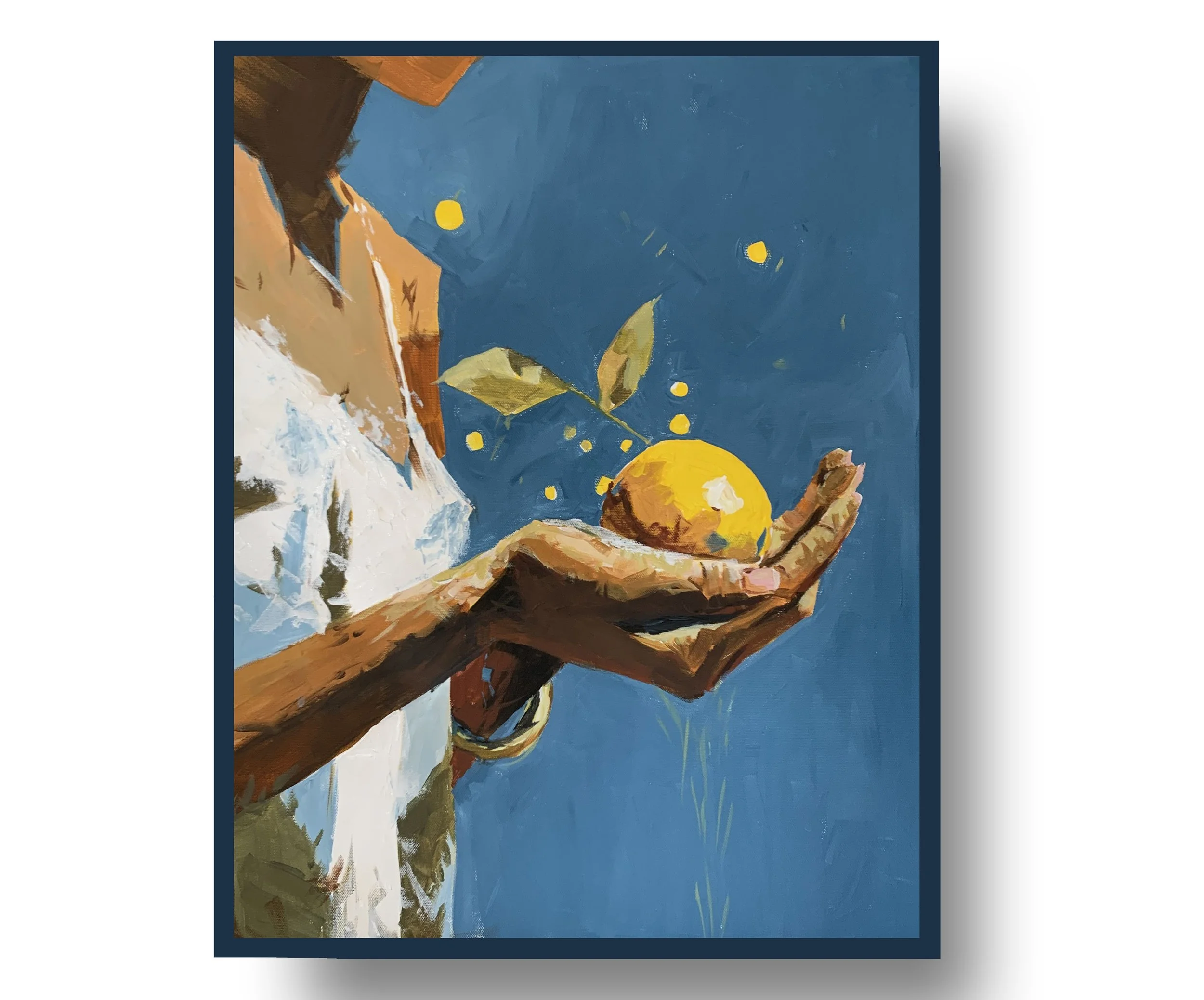 The Lemon We Carry.          Acrylic painting on canvas.    50x40cm.