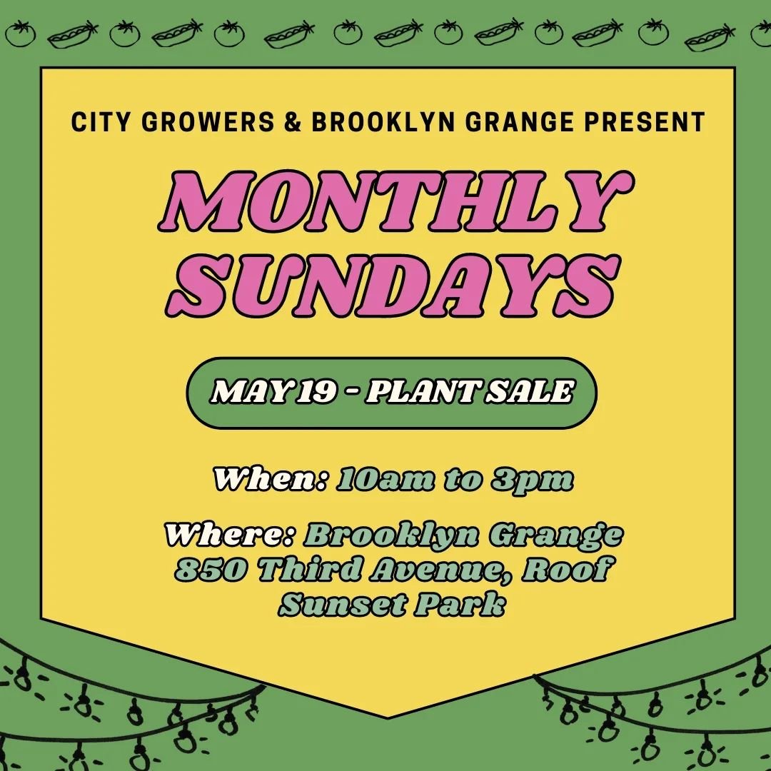 This Sunday! Please join City Growers and Brooklyn Grange on the roof, this Sunday May 19th from 10am to 3pm for the #familyfarmday and #MonthlySunday kickoff event: The Plant Sale! FREE!!

@brooklyngrange will be representing with workshops, activit