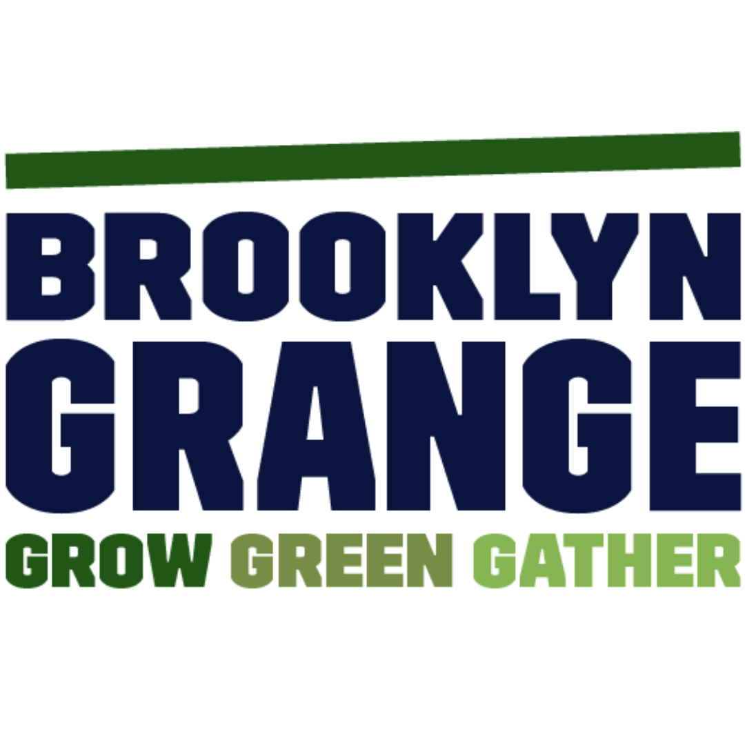 Brooklyn Grange Logo with "Grow Green Gather" text