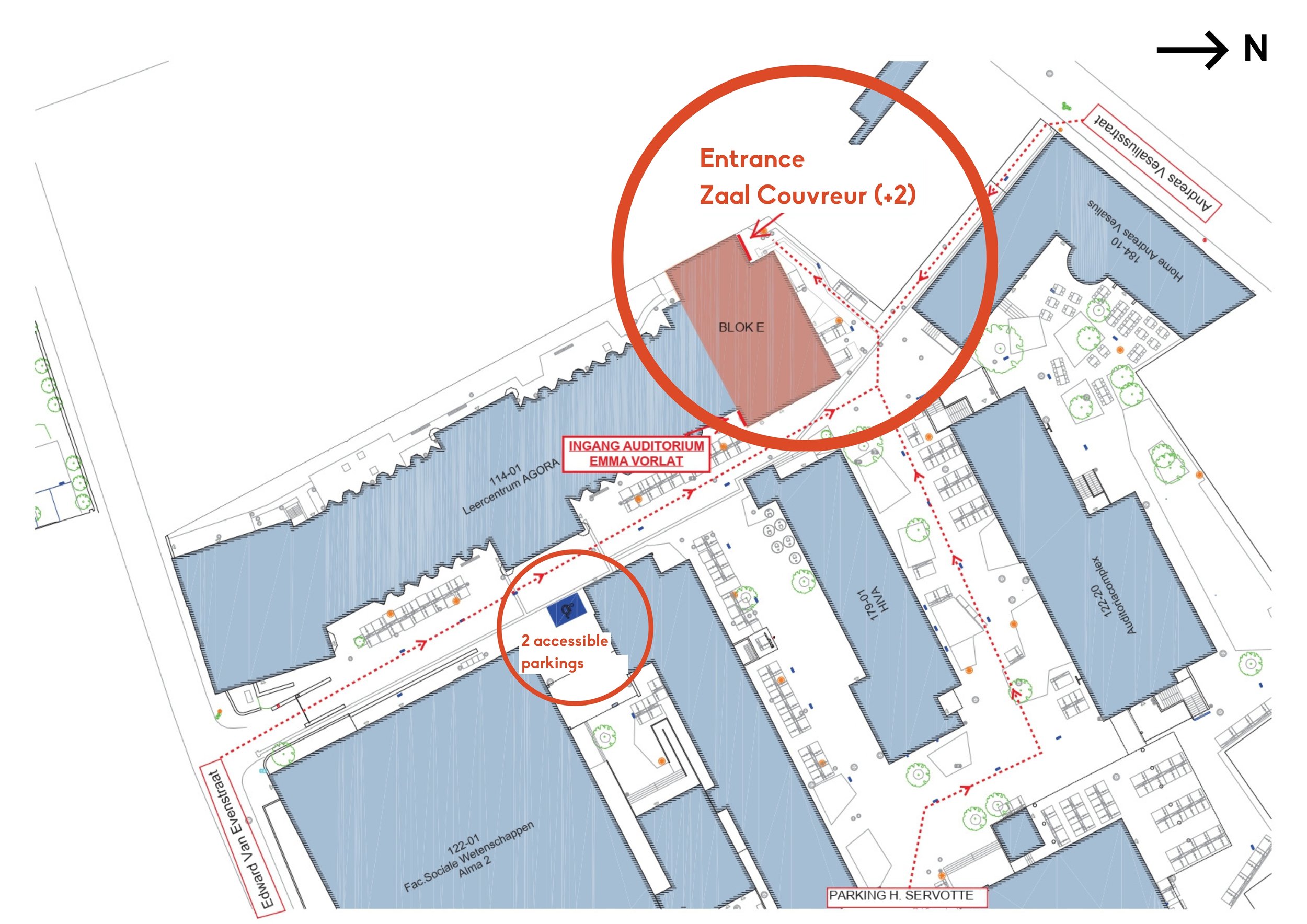 Accessibility plan for Zaal Couvreur