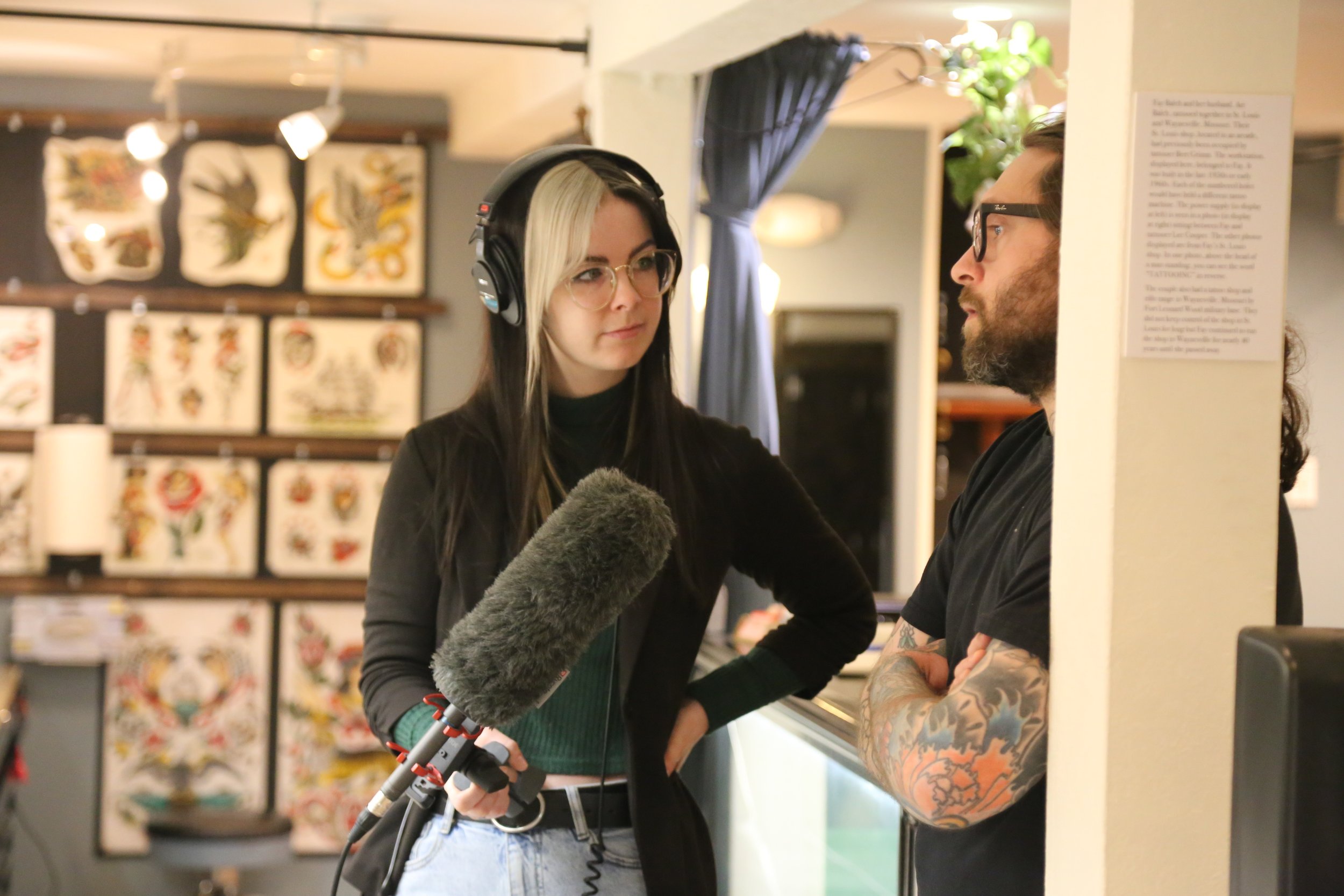 Kiley Koscinski interviews one of the owners of the Tattoo Art Museum in Pittsburgh.JPG
