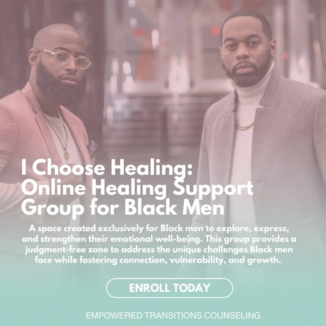 A space created exclusively for Black men to explore, express, and strengthen their emotional well-being. This group provides a judgment-free zone to address the unique challenges Black men face while fostering connection, vulnerability, and growth. 