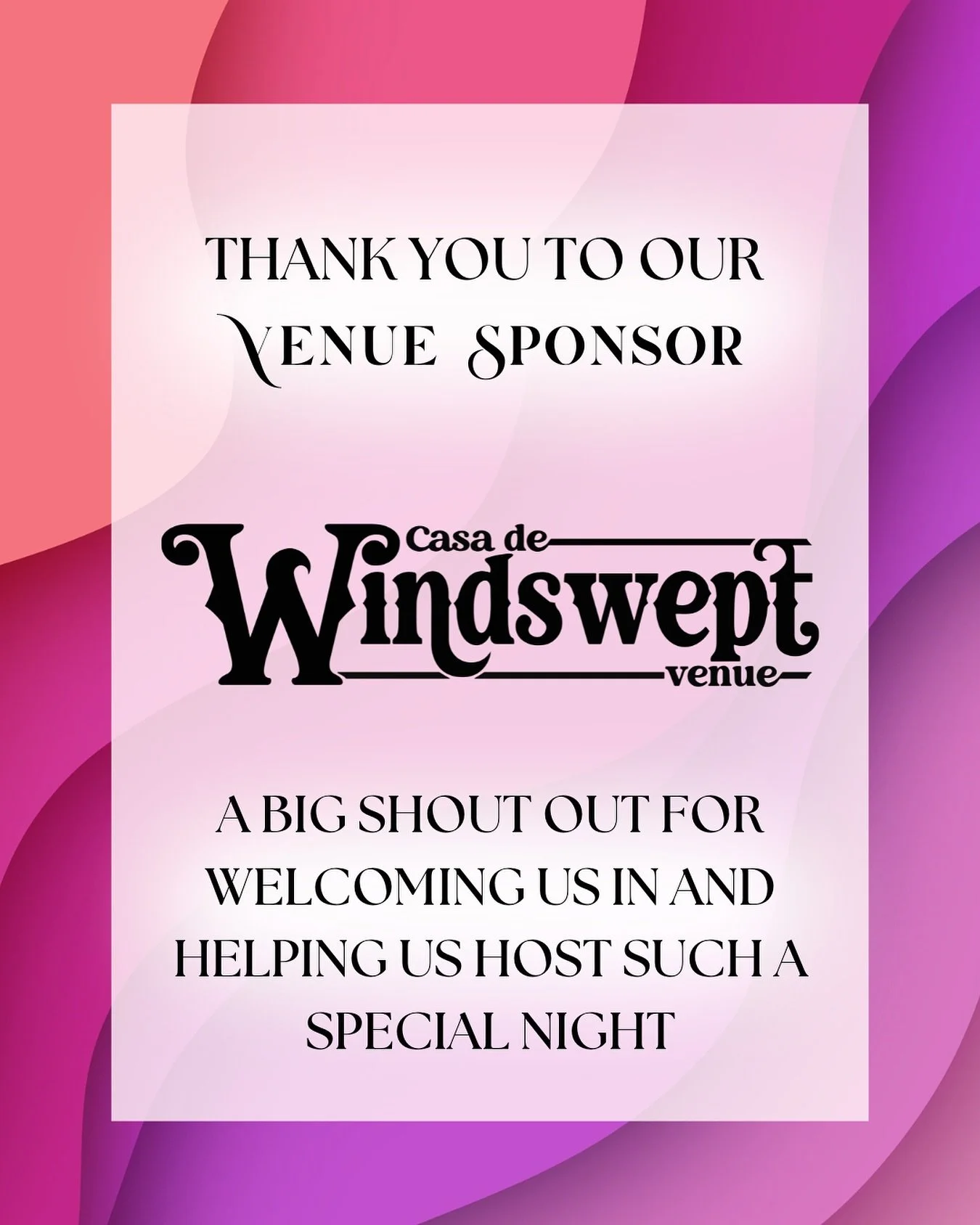 We want to send a heartfelt thank you to Casa De Windswept, our amazing Venue Sponsor, for helping make the First Annual Impactful Women of West Texas Awards Gala an unforgettable night!

Your support as a partner is invaluable and directly contribut