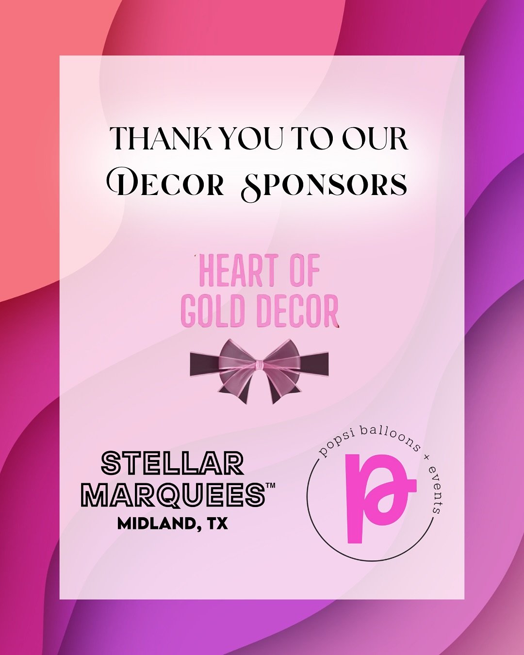 We want to send a heartfelt thank you to our decor and service sponsors for helping make the First Annual Impactful Women of West Texas Awards Gala an unforgettable night!✨

Your support as a partner is invaluable and directly contributes to empoweri
