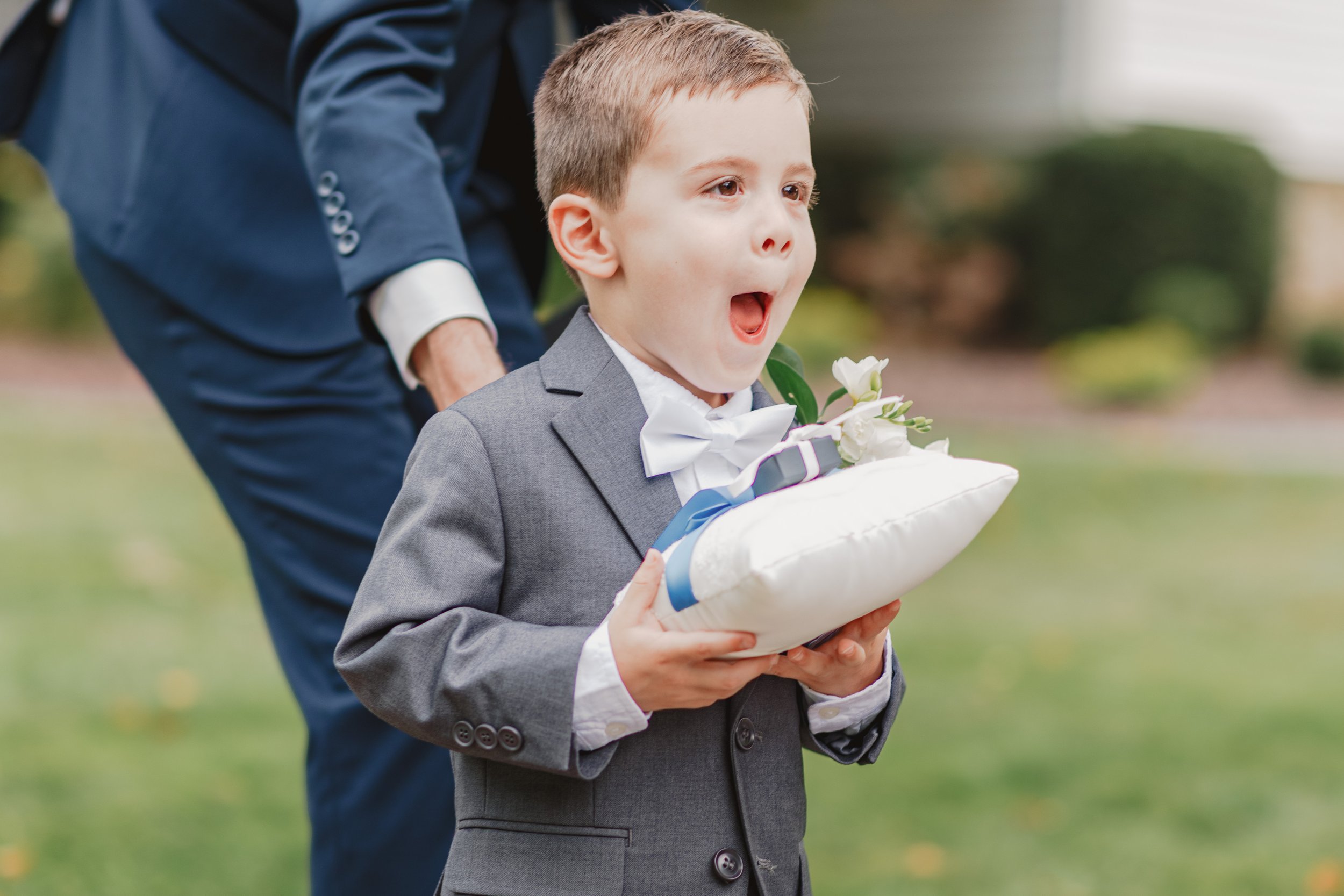  ring boy walking down the aisle at Mountainville Manor 