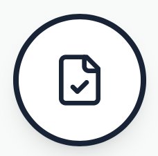 Icon of a document with a checkmark inside a circle