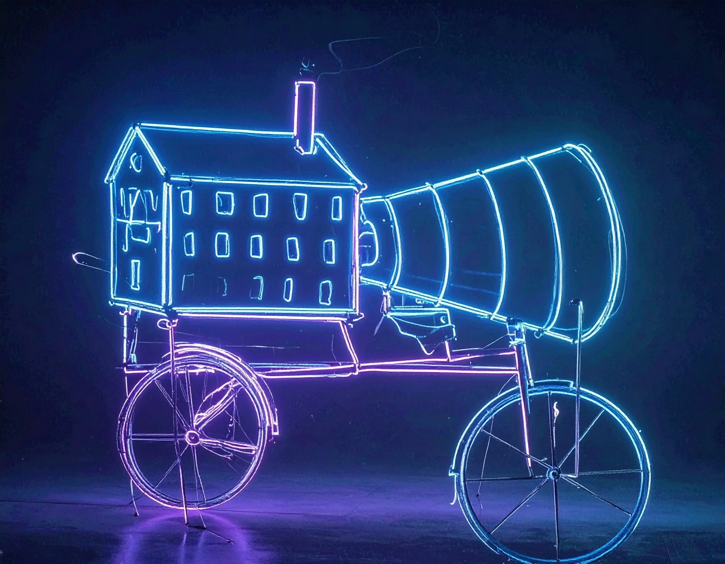 Firefly Neon sculpture house megaphone tricycle 910351.jpg