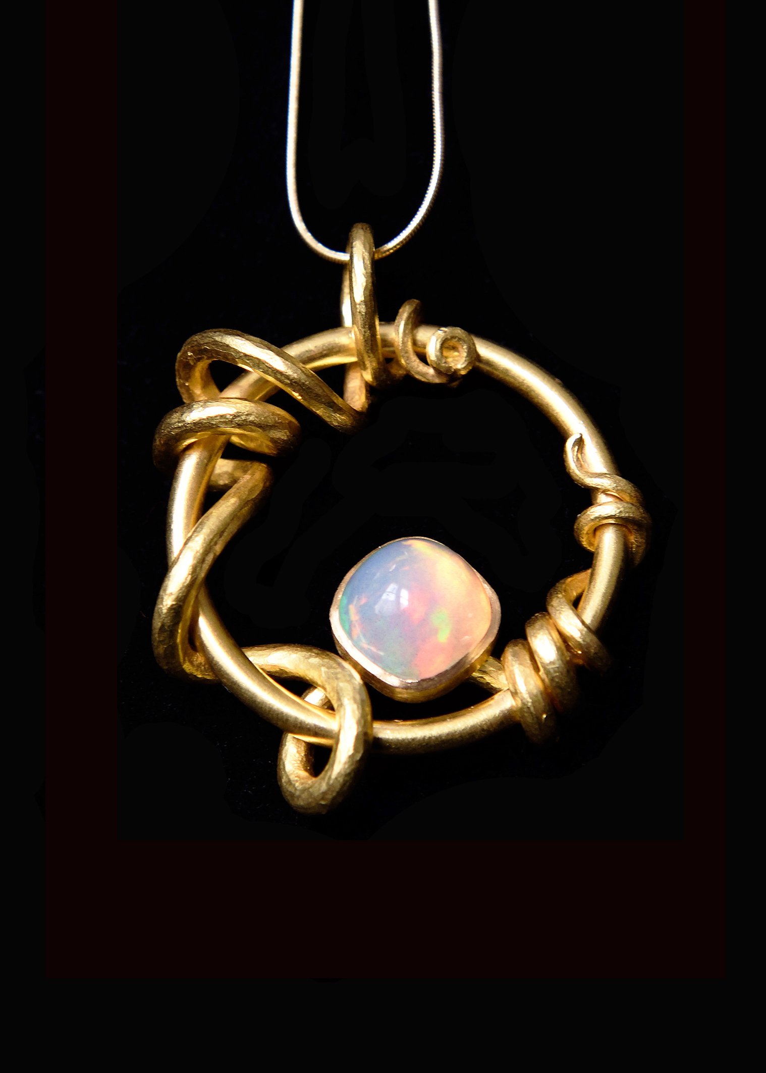22Ct Gold And Ethiopian Opal Pendant