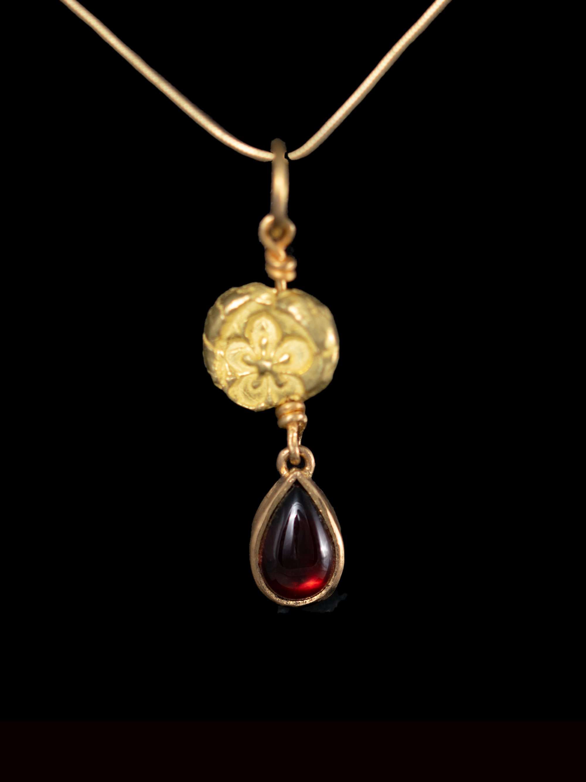 Garnet &amp; Gold Bead Pendant