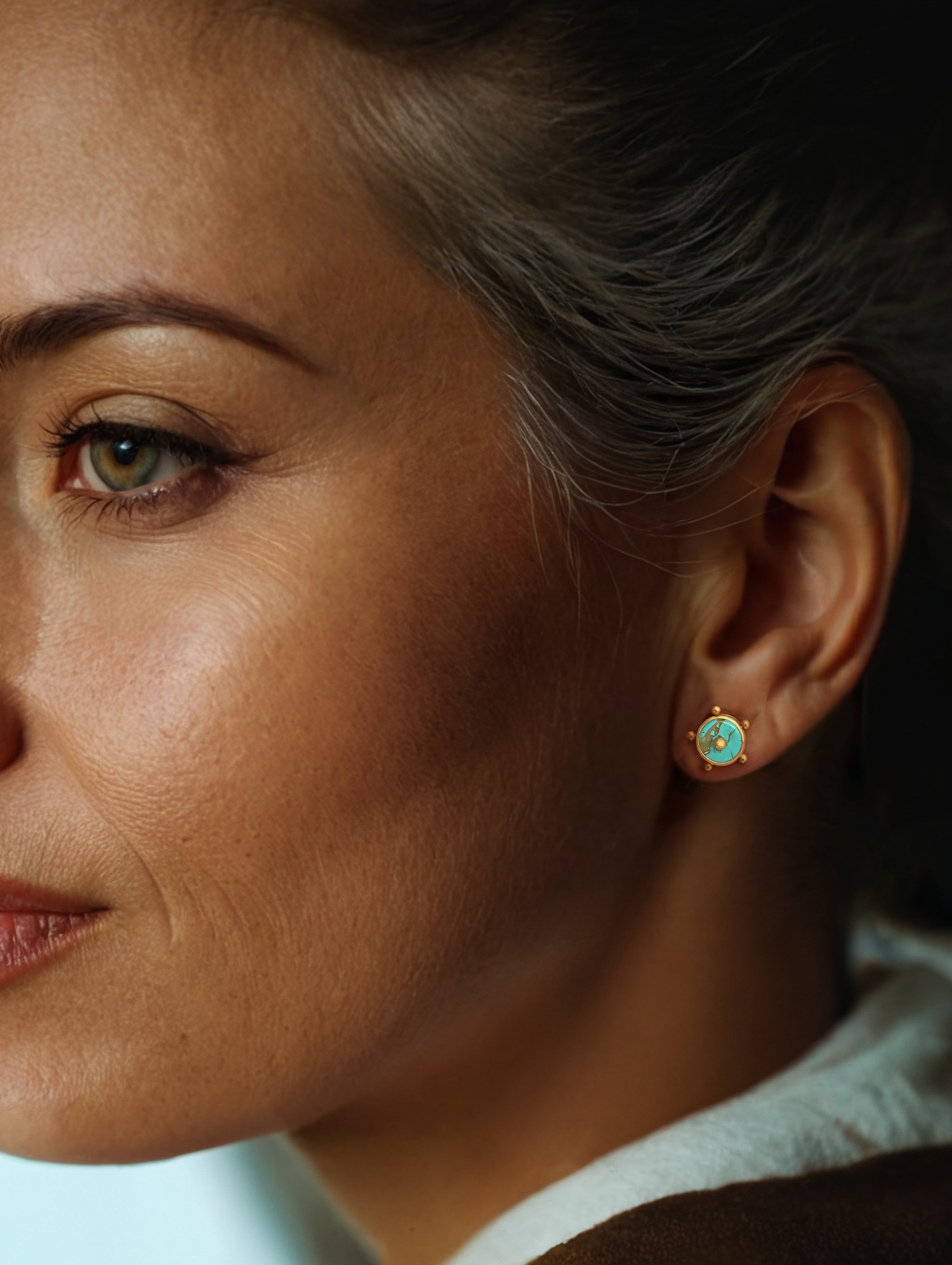 Turquoise Button Earrings