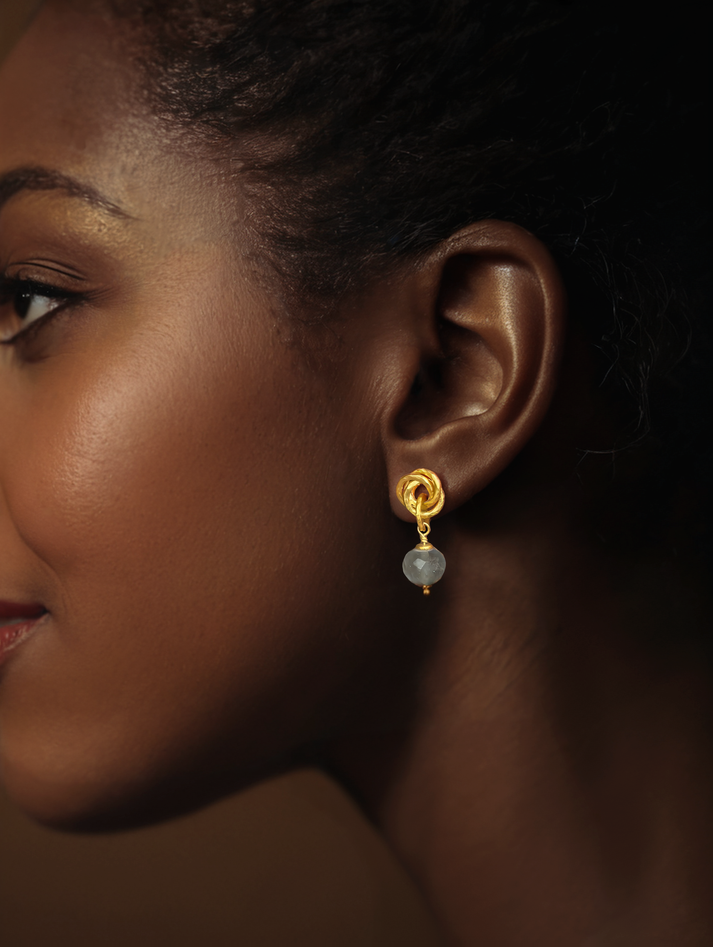 Triple Ring & Fluorite Bead Earrings