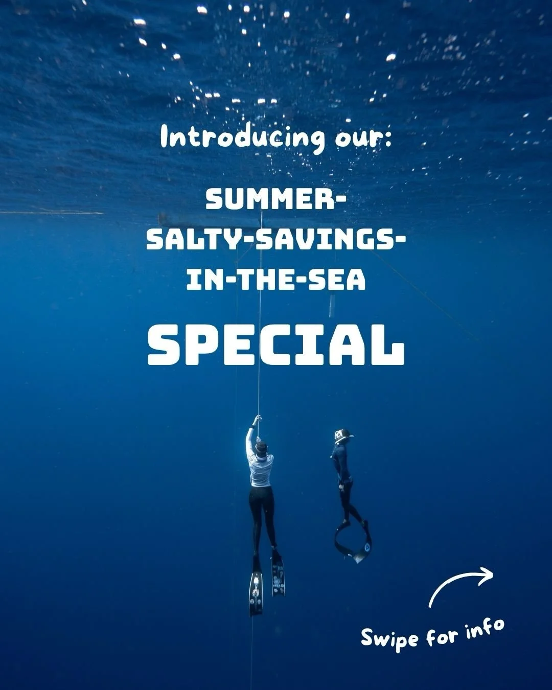 This summer you&rsquo;re saving! 🌈

Looking for a fun way to spend your summer? Join for our salty special! Book two courses and get 20% off. Plus, a series of professional photos by @peeks.below (because pics or it didn&rsquo;t happen). 

Don&rsquo