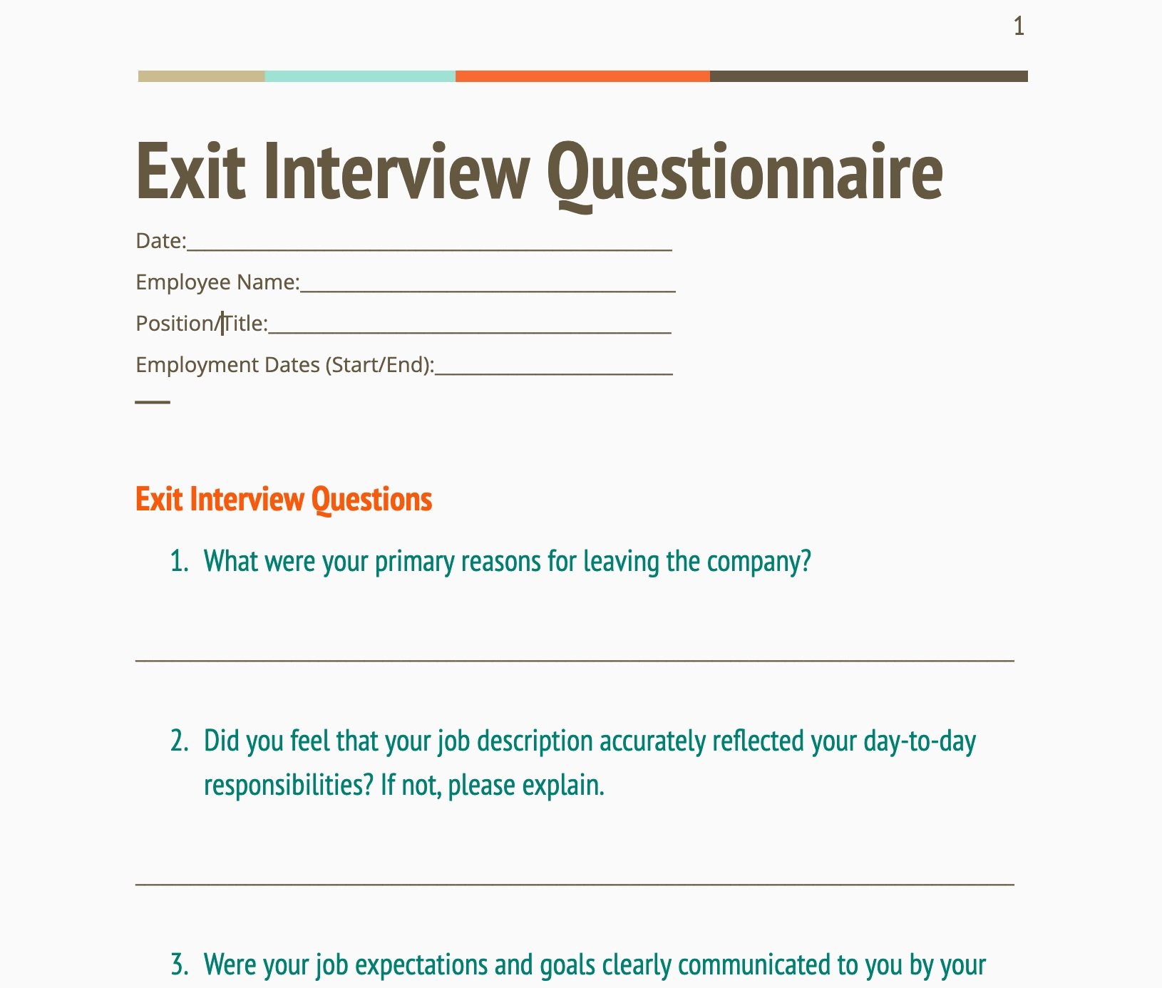 Exit Interview Questionnaire — Turbo Transitions