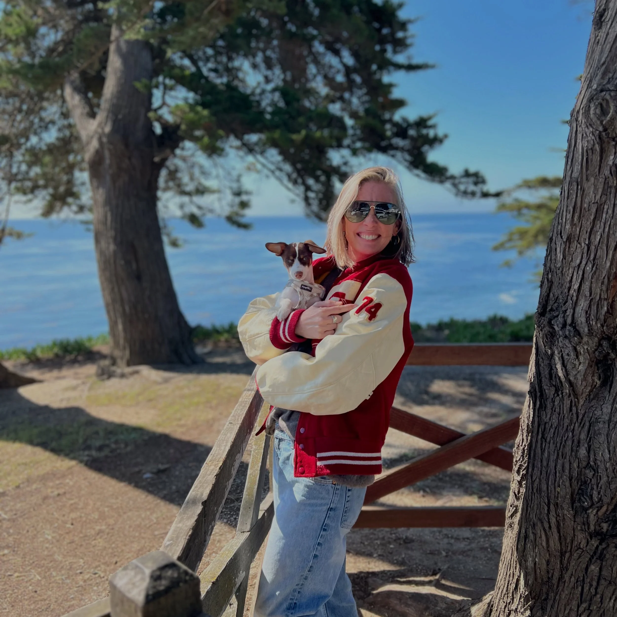The stars aligned + I got lucky in California. 

Went thrifting + snagged this letterman jacket with not only a heart on the sleeve (how I live daily) but my birth year AND &ldquo;E&rdquo; for English. It&rsquo;s also red, which is my favorite neutra