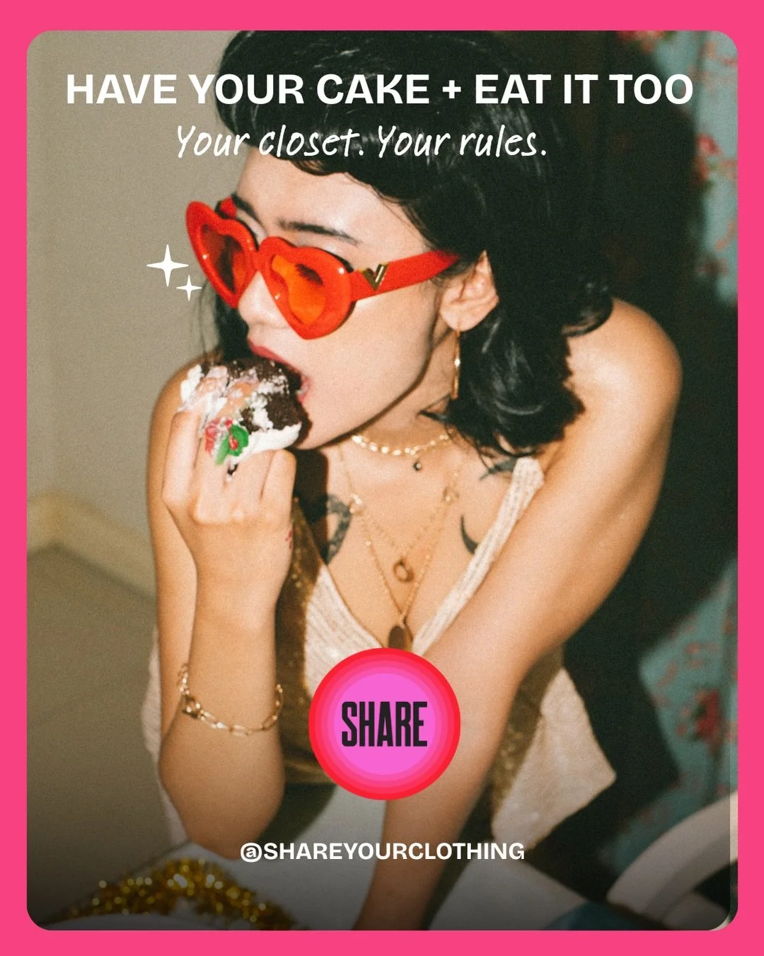 Your closet is full. 

Somewhere in the back of your mind you know that dress you love, but never wear, deserves better than a hanger.

I built SHARE for exactly these moments.

Upload what you&rsquo;re done with. Earn Share Points. Swap into somethi