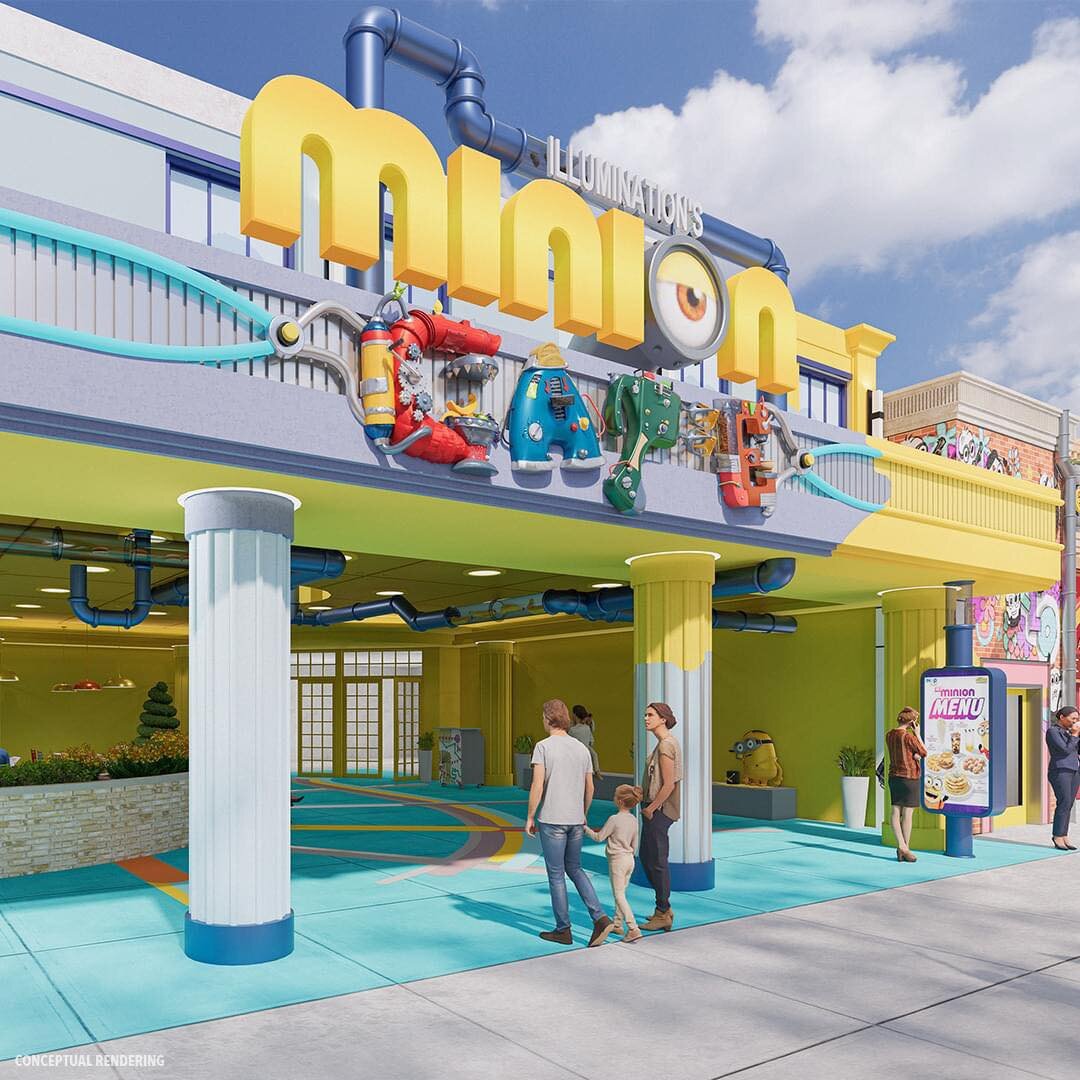 FIRST LOOK: Blast your way to supervillain stardom in the new Illumination&rsquo;s Villain-Con Minion Blast attraction. Visit Illumination&rsquo;s Minion Cafe where mischief is always on the menu. Get a sweet treat at Bake My Day and more. It&rsquo;s