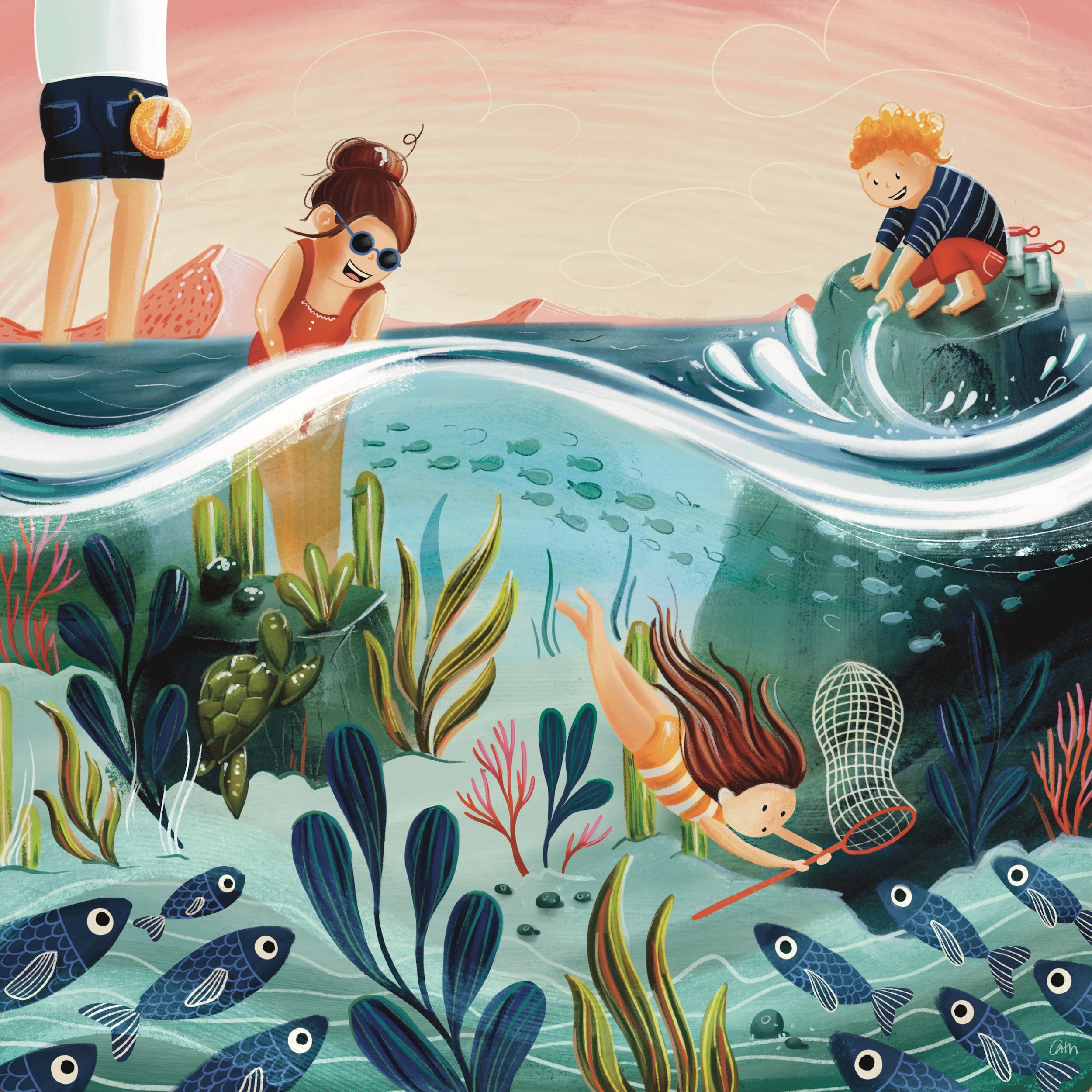 Juin! ☀️ Une de mes illustrations coup de c&oelig;ur du calendrier scout 2026! Le mois des premi&egrave;res aventures sous le soleil! Plonger, explorer, d&eacute;couvrir les merveilles cach&eacute;es sous la surface... On l&rsquo;attendait cette temp