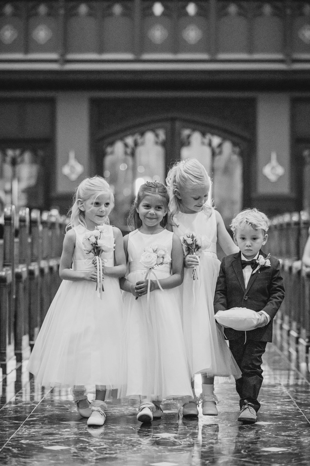 Flower girls and ring bearer at St. Mary's Cathedral Peoria IL