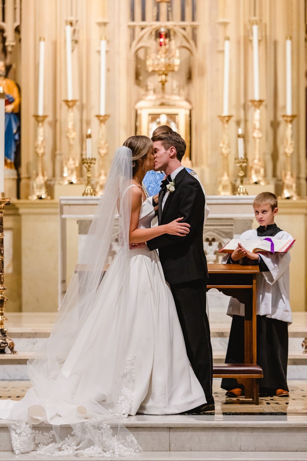First Kiss at St. Mary's Cathedral Peoria Illinois