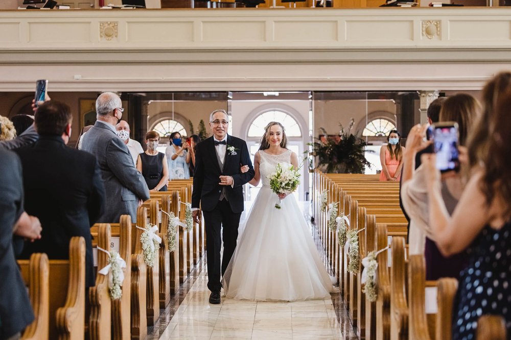 Bride and father at St. John's Catholic Newman Center Wedding