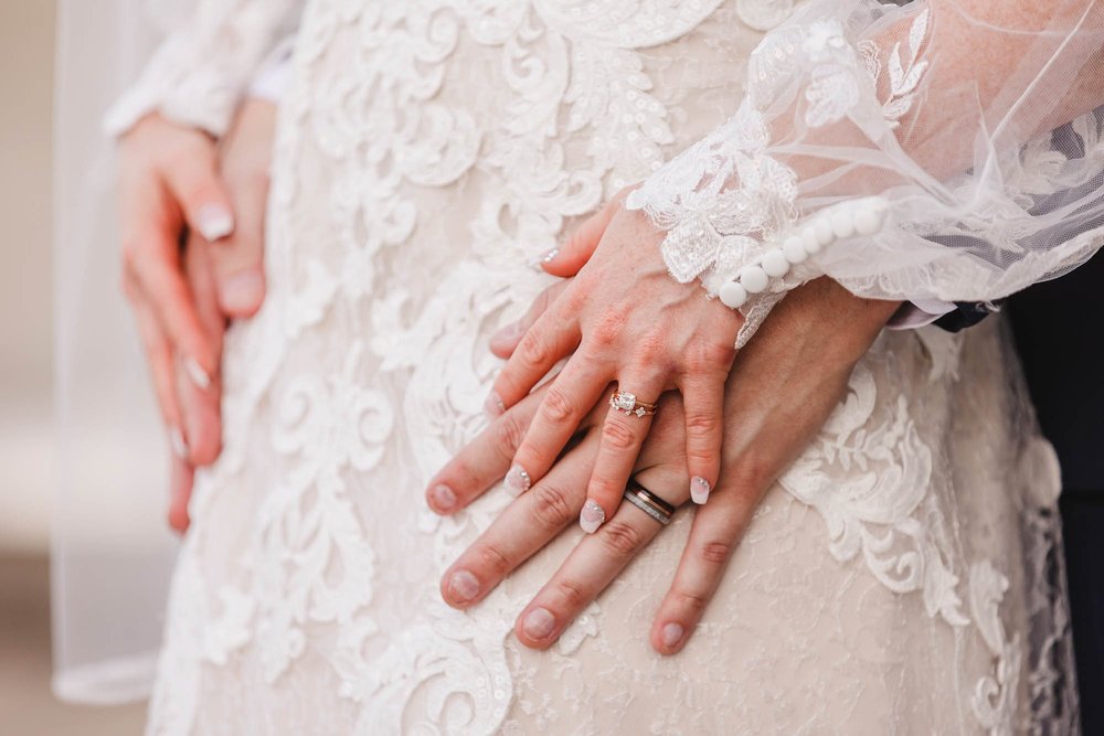 Bride and grooms wedding rings