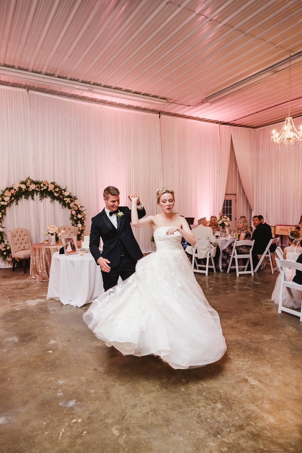 Bride spins on dancefloor