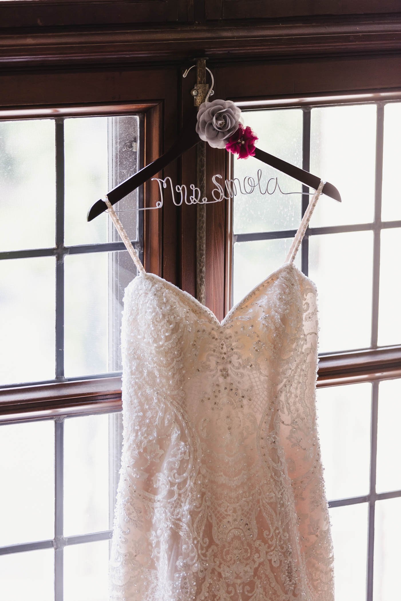 Wedding Dress on custom hanger