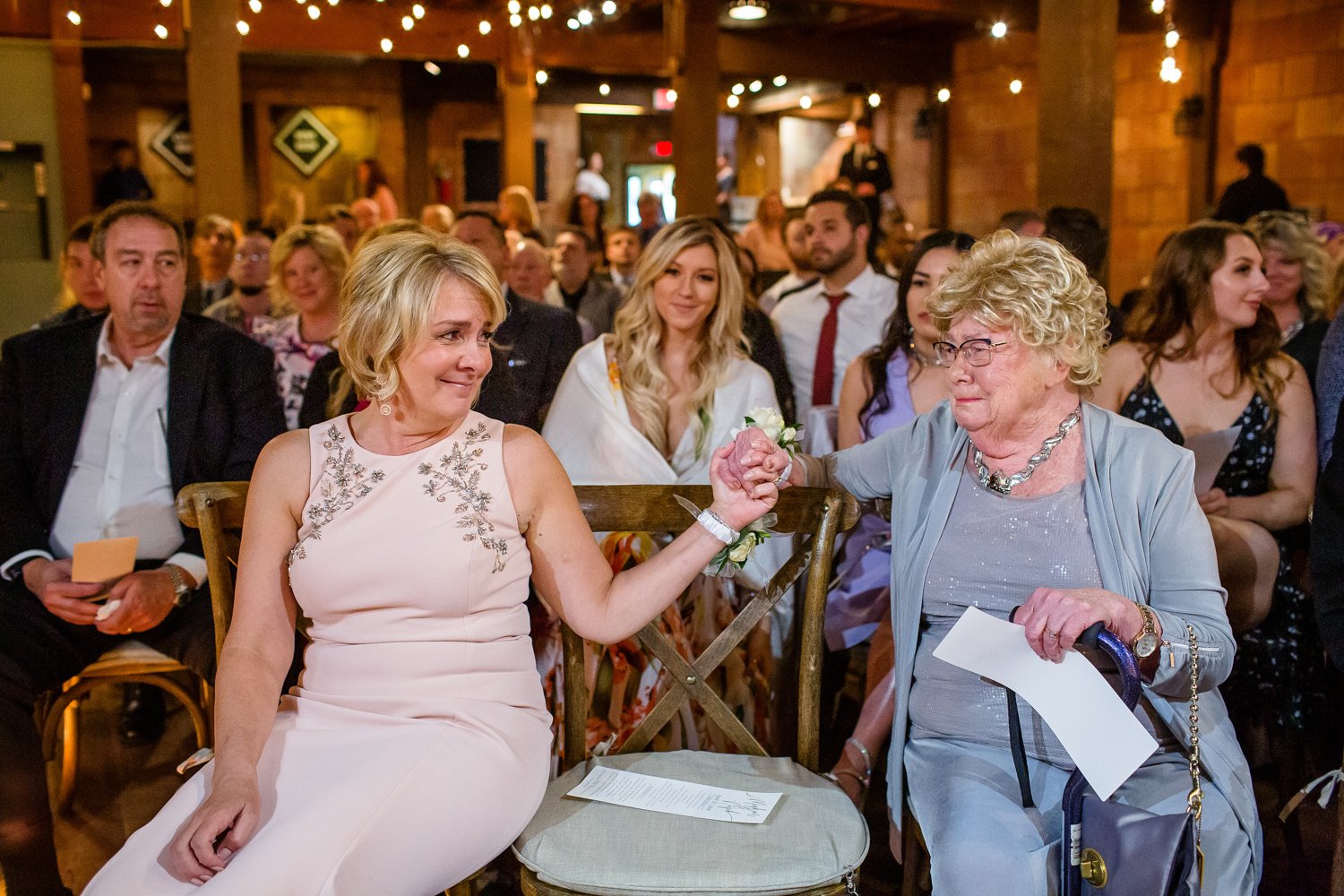 Mother and grandmother of bride have moment before wedding