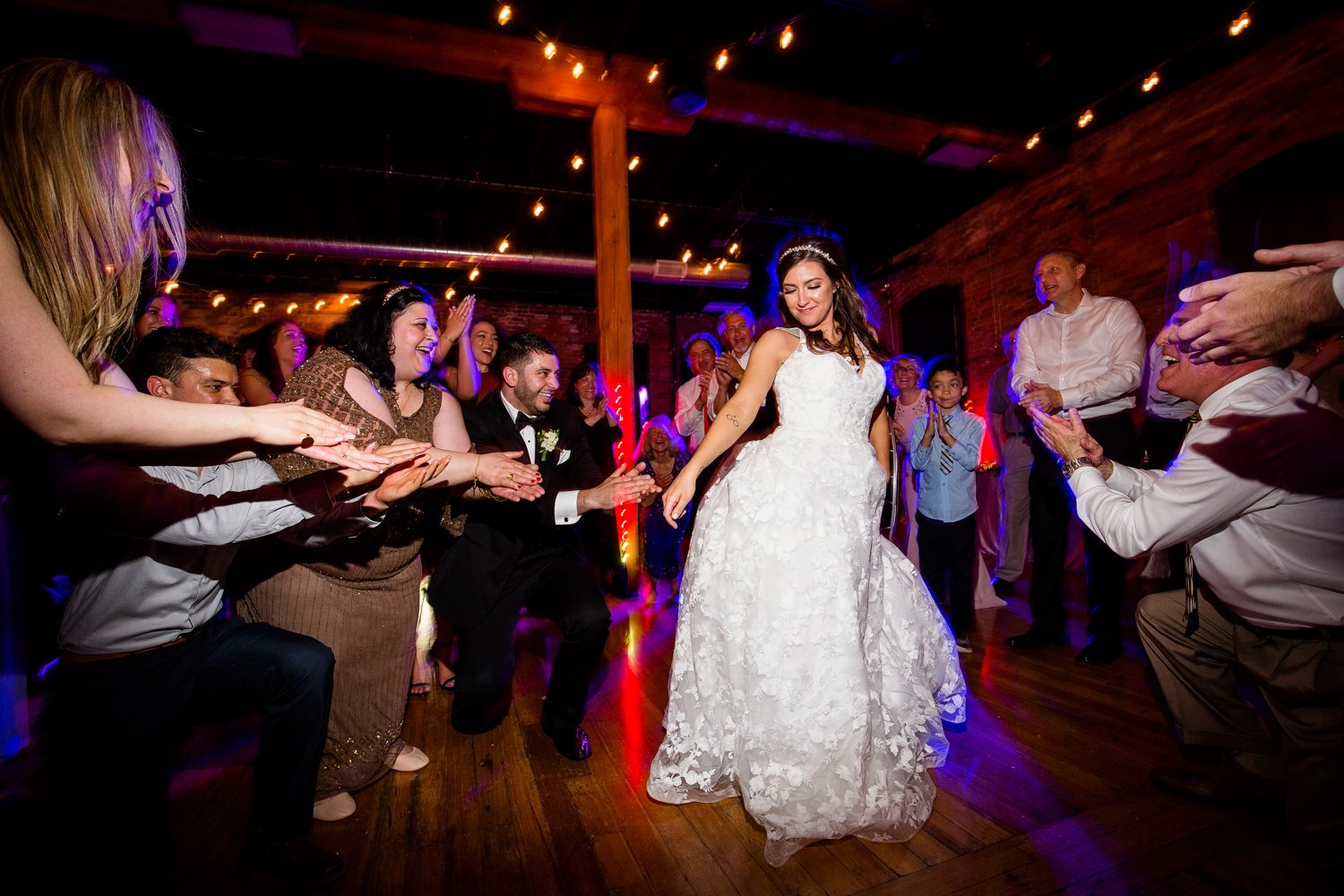 Bride and groom dancing Wedding Reception fun at Trailside Event Center Wedding in Peoria Illinois