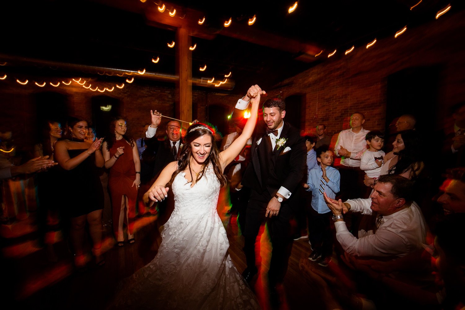 Bride and groom dancing Wedding Reception fun at Trailside Event Center Wedding in Peoria Illinois