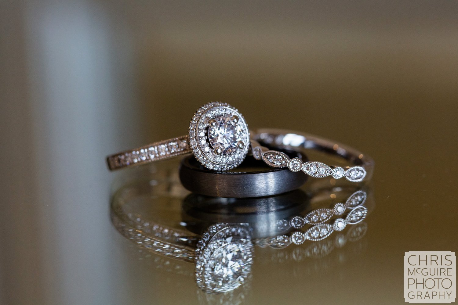 Wedding Rings on glass