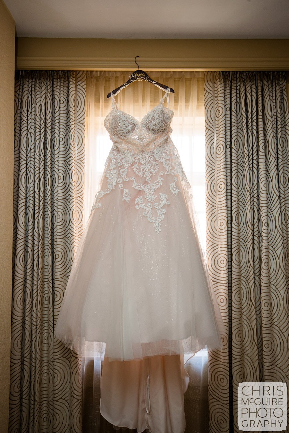 Wedding dress hanging at Pere Marquette