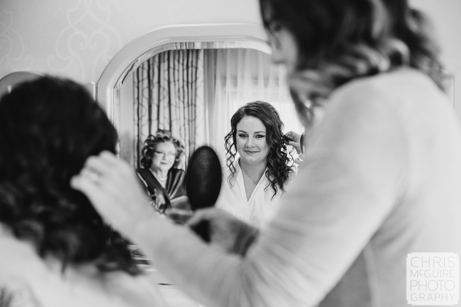 Bride getting ready on her wedding day