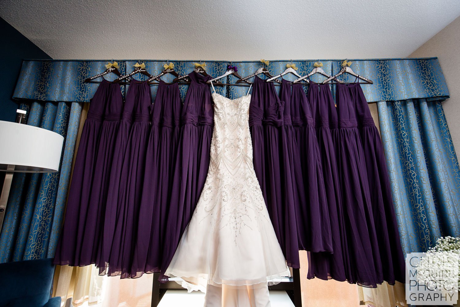 bridesmaid dresses hanging