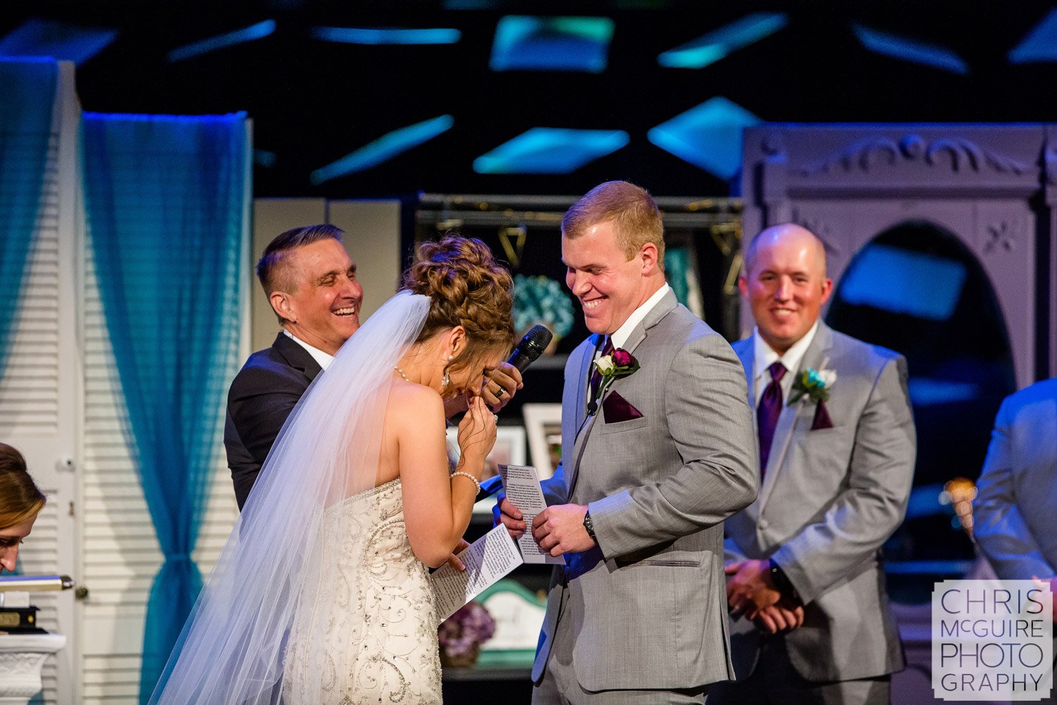 exchange of vows at Harvest Bible Chapel Peoria IL Wedding