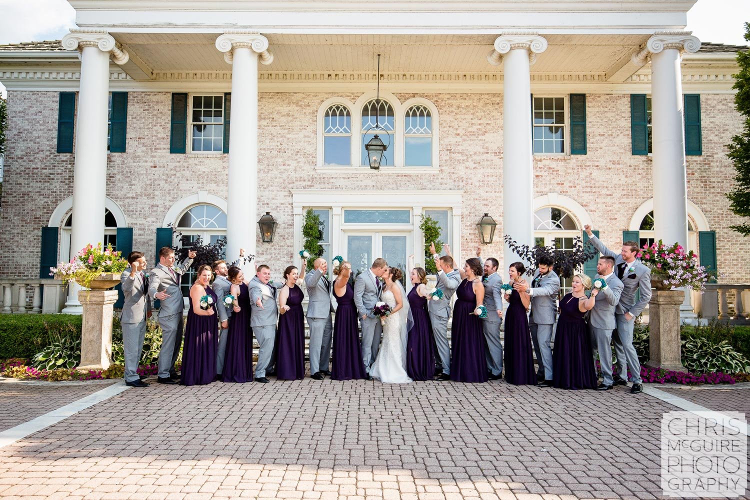 wedding party at Queenwood Mansion in Morton IL