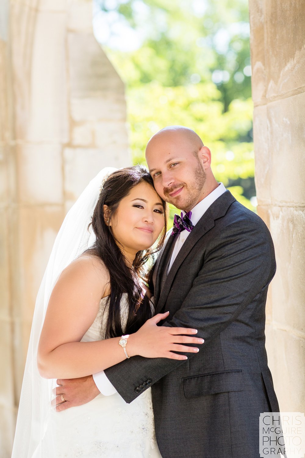 bride groom portrait at church