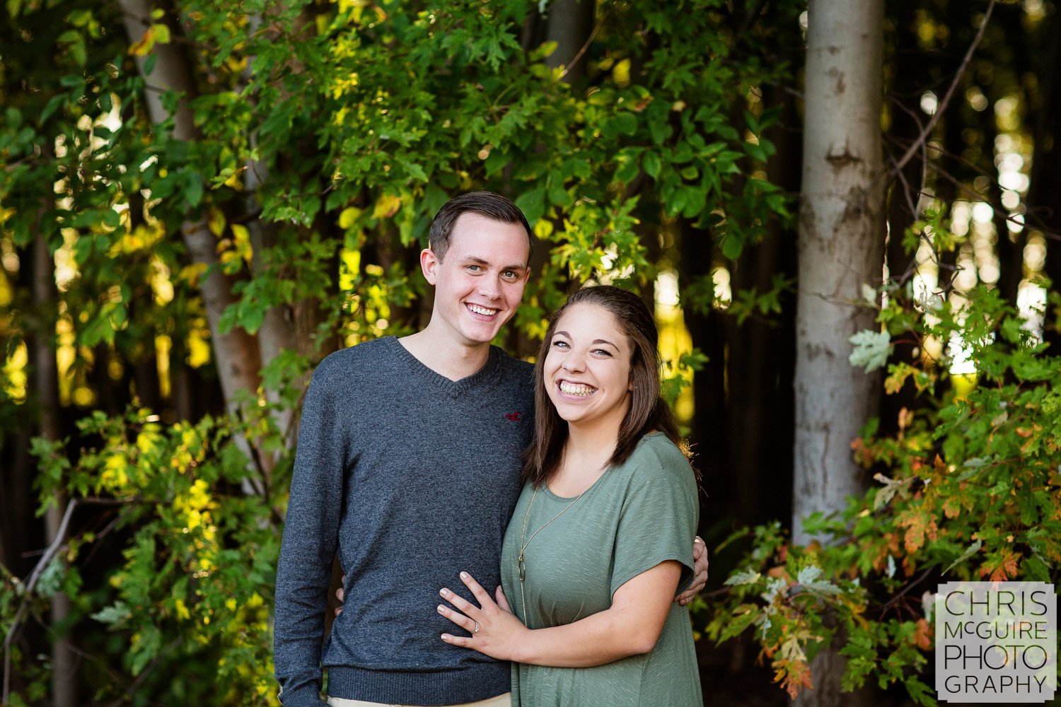 engagement portrait with trees