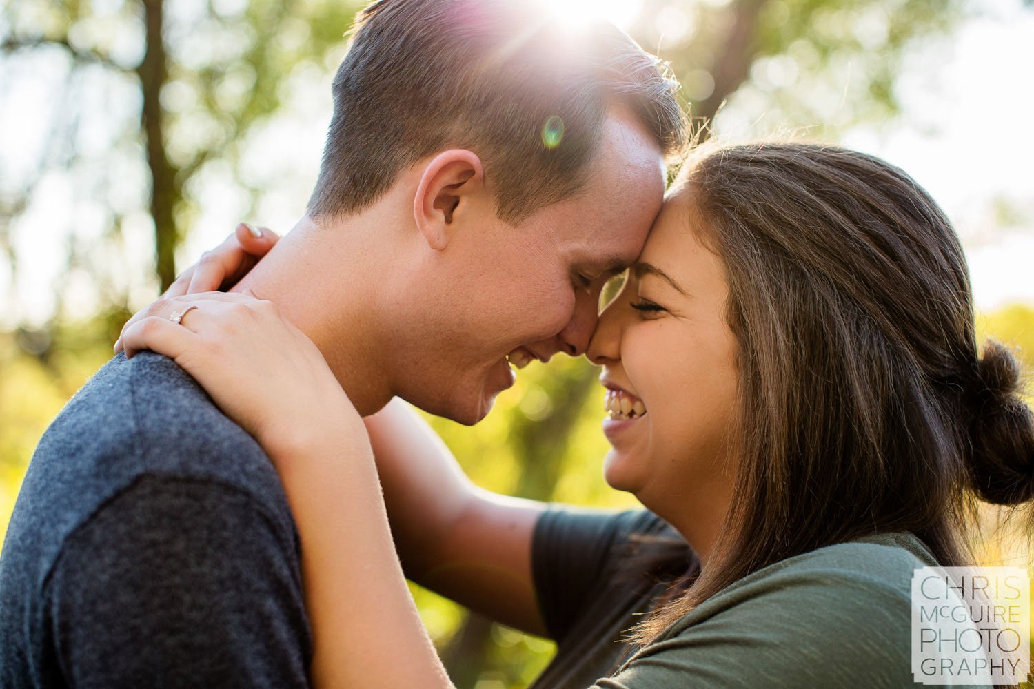 couple laughing engagement