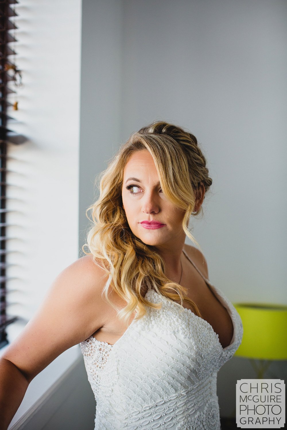 bride portrait by window