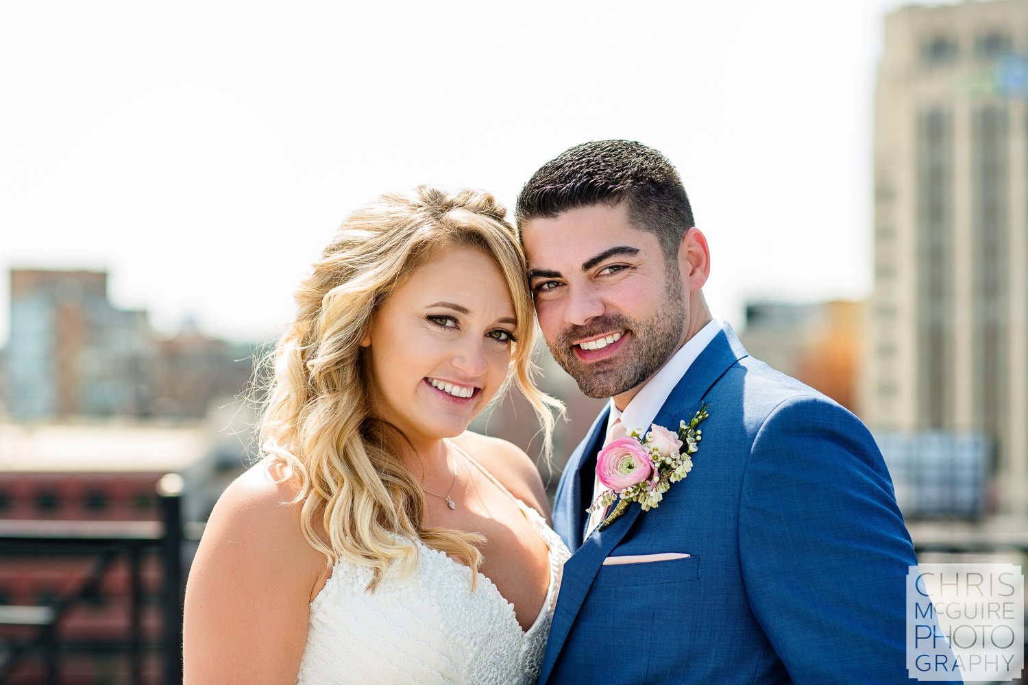 bride and groom wedding headshot