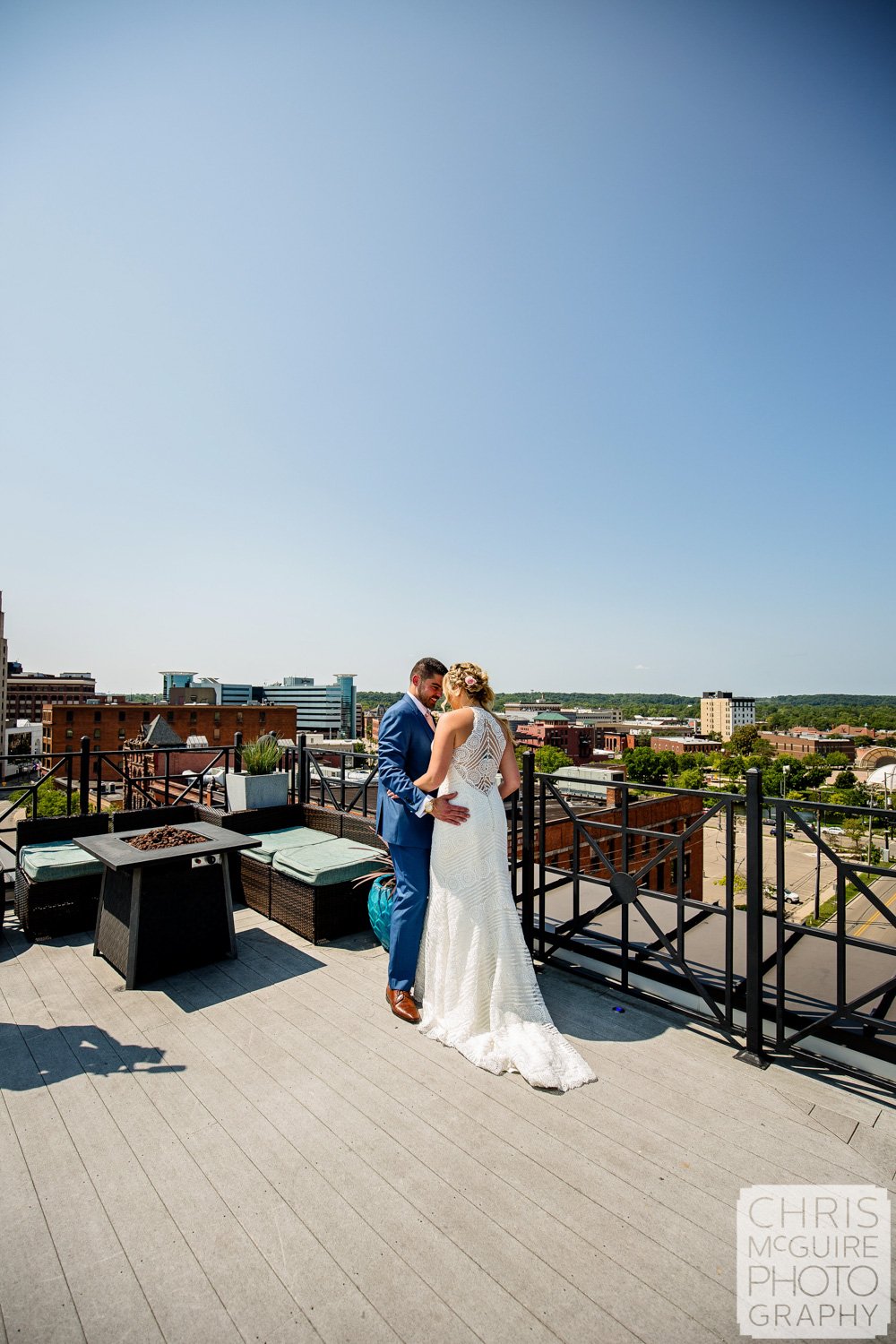 bride groom on rooftop